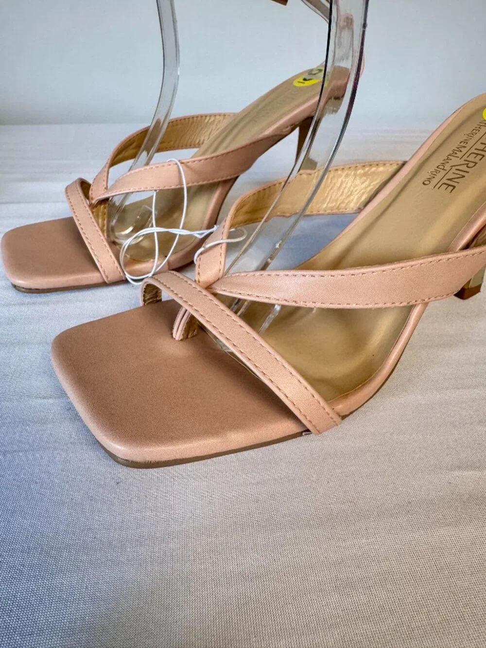 9 Catherine Malandrino Chacha Blush Pink Nude Ankle Strap Sandals Gold Heels